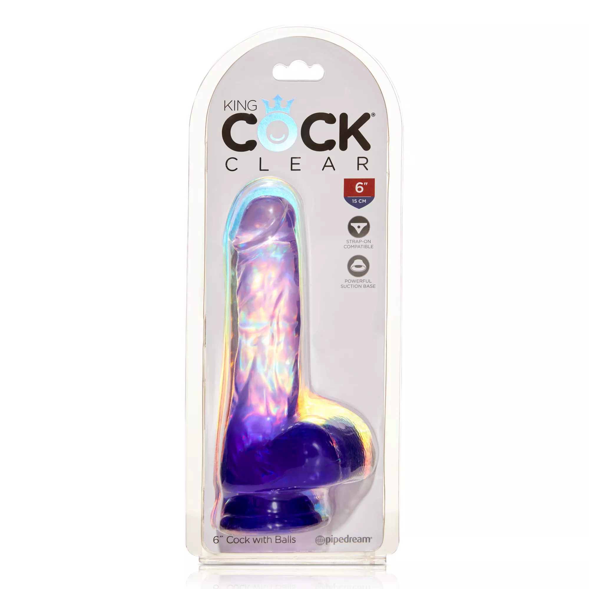 King Cock Realistic Suction Cup 6 Inch Dildo with Purple Balls at Spencer's