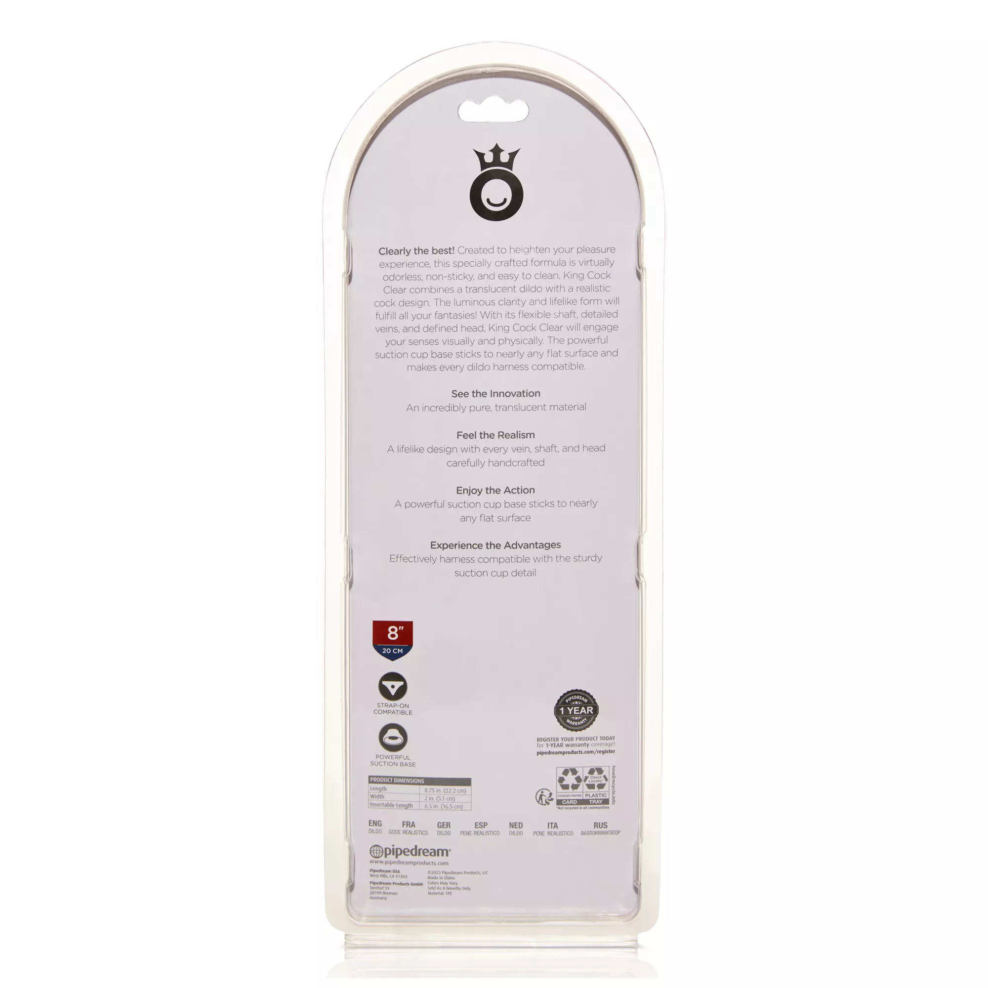 King Cock Realistic Suction Cup 8 Inch Dildo with Pink Balls at Spencer's