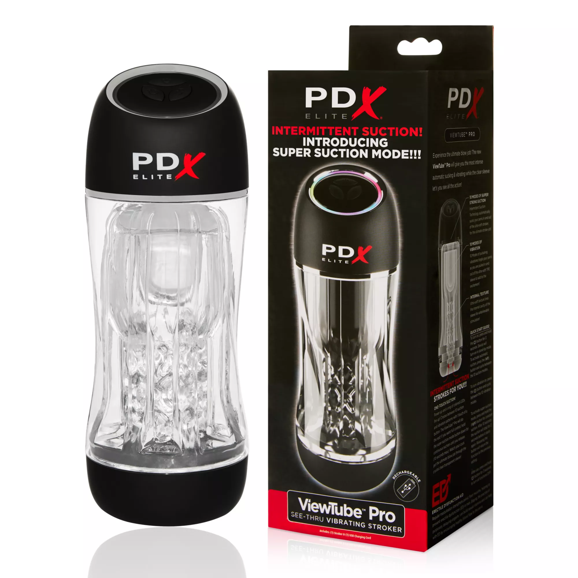 20-Function ViewTube Pro See-Thru Vibrating Stroker at Spencer's