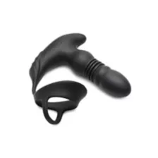 Remote Control 10-Function Thrusting Vibrating Butt Plug with Cock and Ball Strap - 5.7 Inch at Spencer's