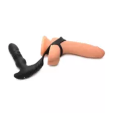 Remote Control 10-Function Thrusting Vibrating Butt Plug with Cock and Ball Strap - 5.7 Inch at Spencer's