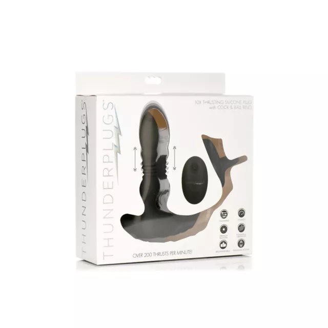 Remote Control 10-Function Thrusting Vibrating Butt Plug with Cock and Ball Strap - 5.7 Inch at Spencer's