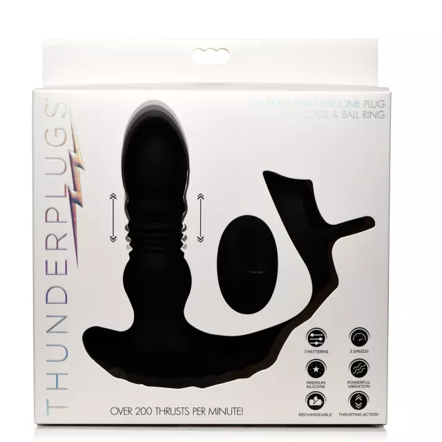 Remote Control 10-Function Thrusting Vibrating Butt Plug with Cock and Ball Strap - 5.7 Inch at Spencer's