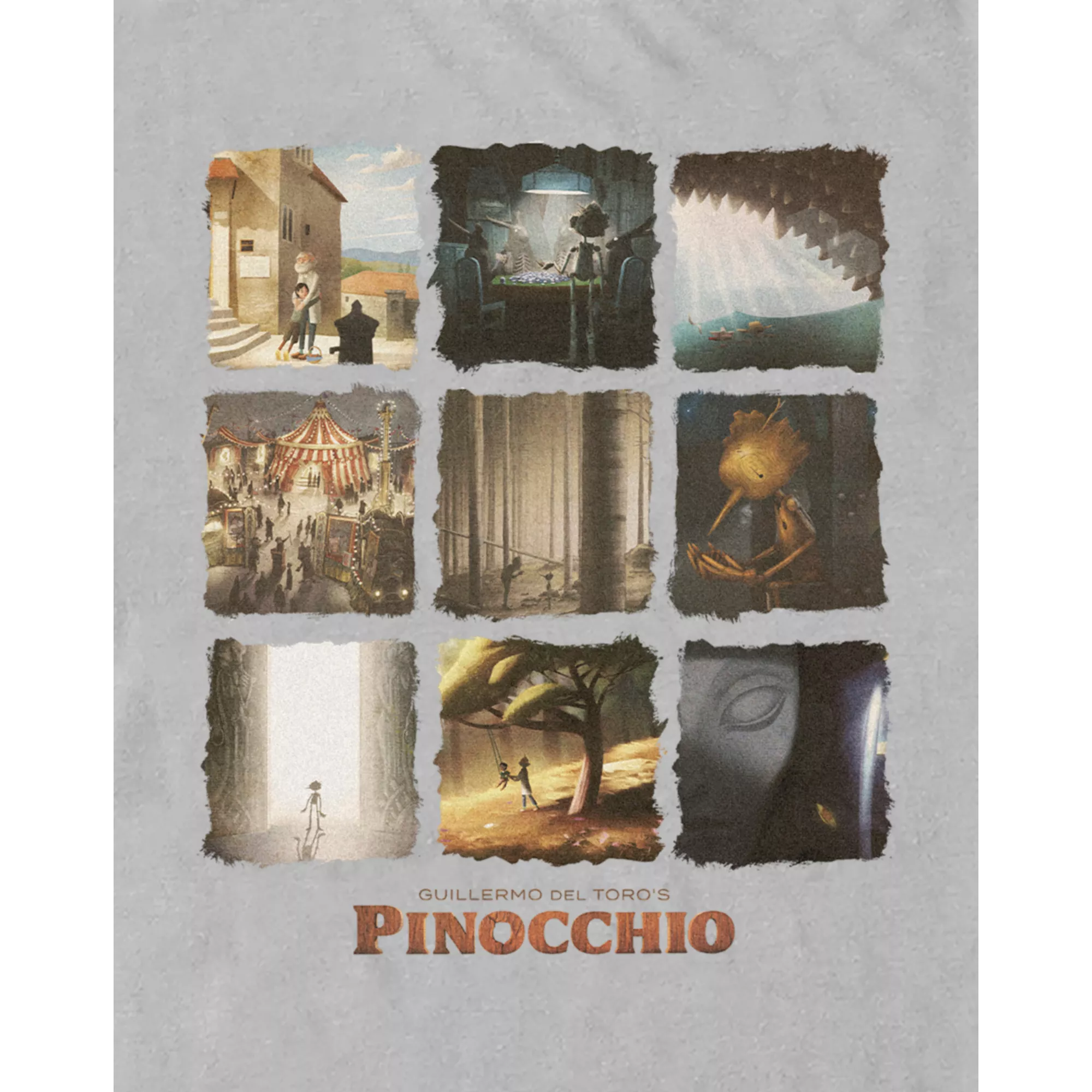 Painted Panels T Shirt - Guillermo del Toro's Pinocchio at Spencer's