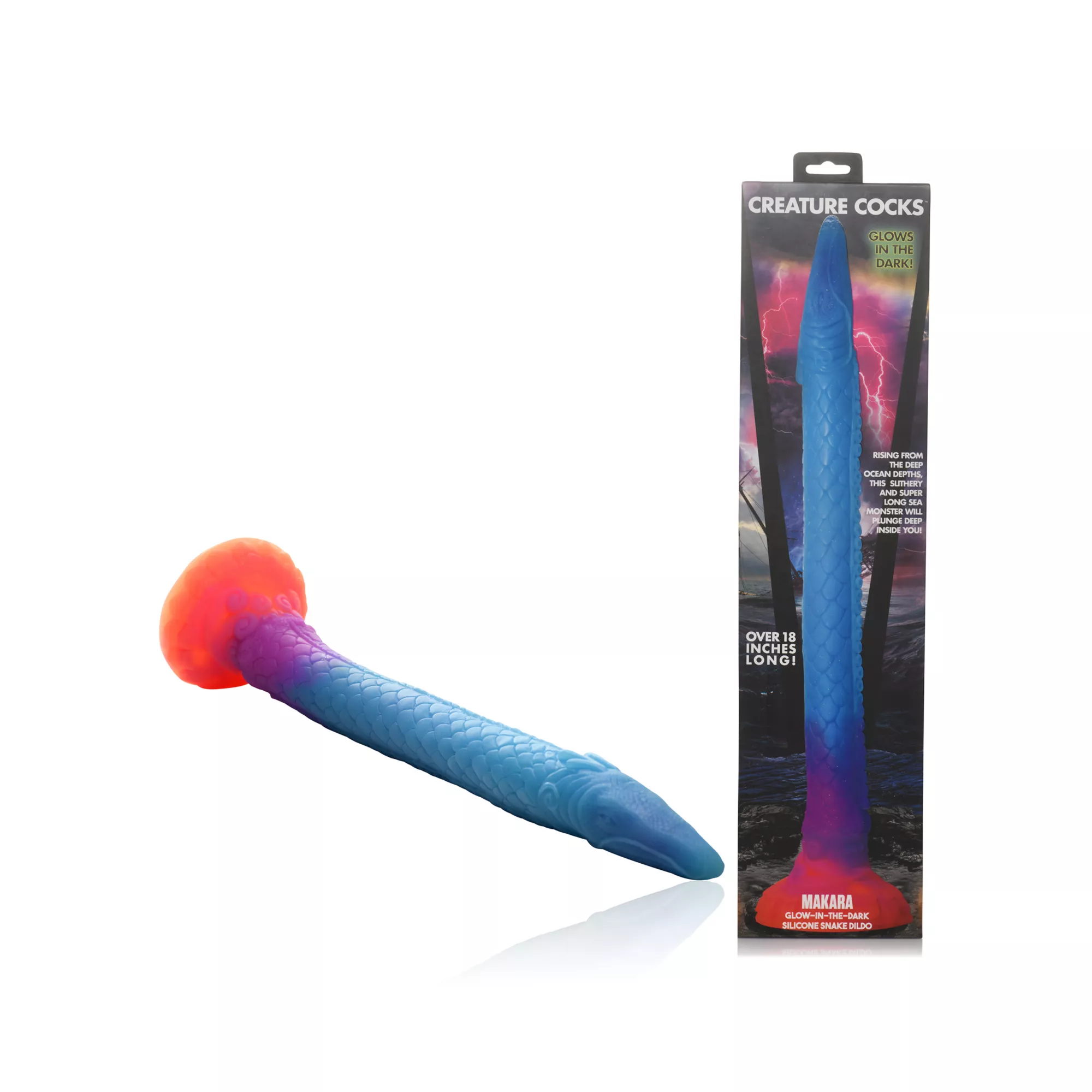 Glow in the Dark Makara Snake Dildo 18.3 Inch - Creature Cocks