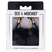Sex and Mischief Black Puff Nipple Clamps at Spencer's