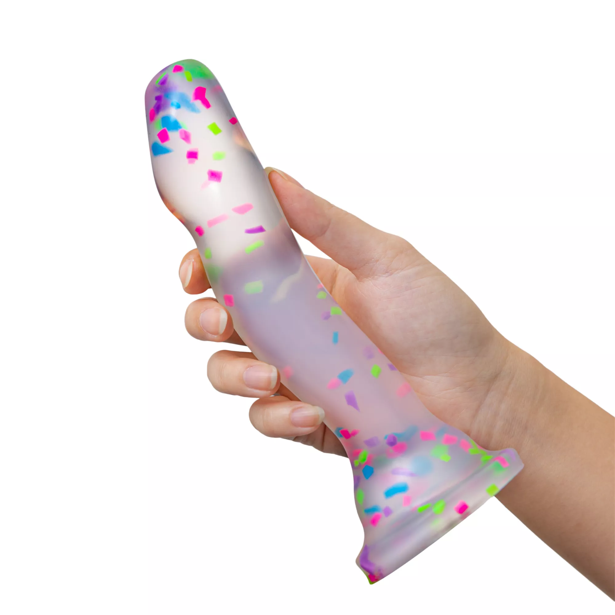 Glow in the Dark Neo Elite Hanky-Panky Confetti Dildo - 7.5 Inch at Spencer's