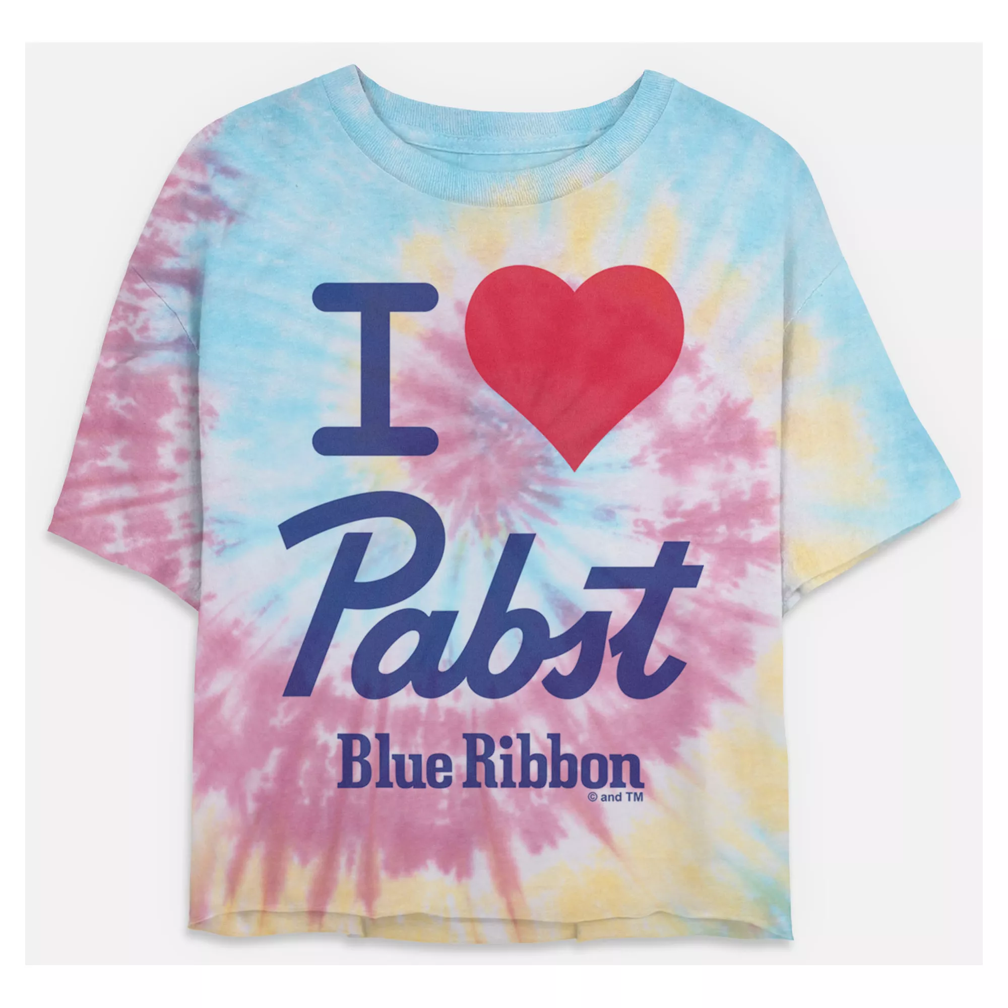 Pabst Blue Ribbon Tie Dye Cropped T Shirt at Spencer's