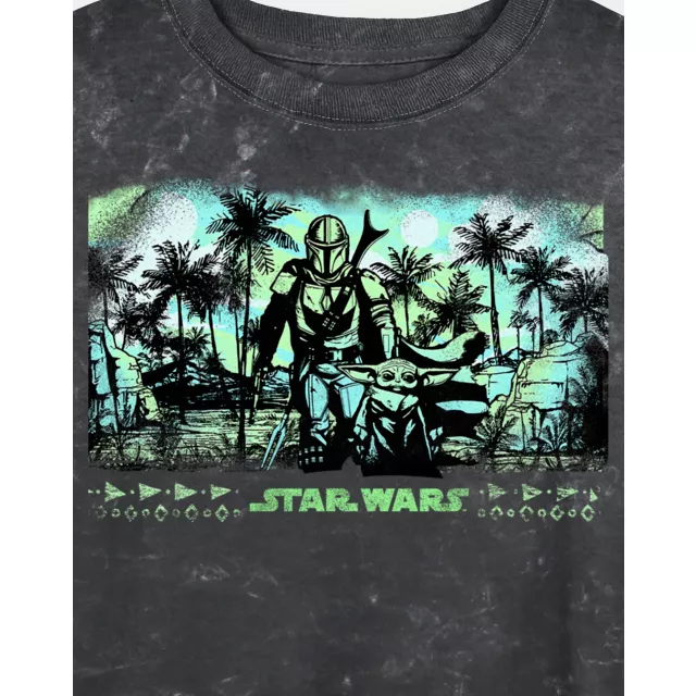 Palm Panel Cropped T Shirt - The Mandalorian at Spencer's