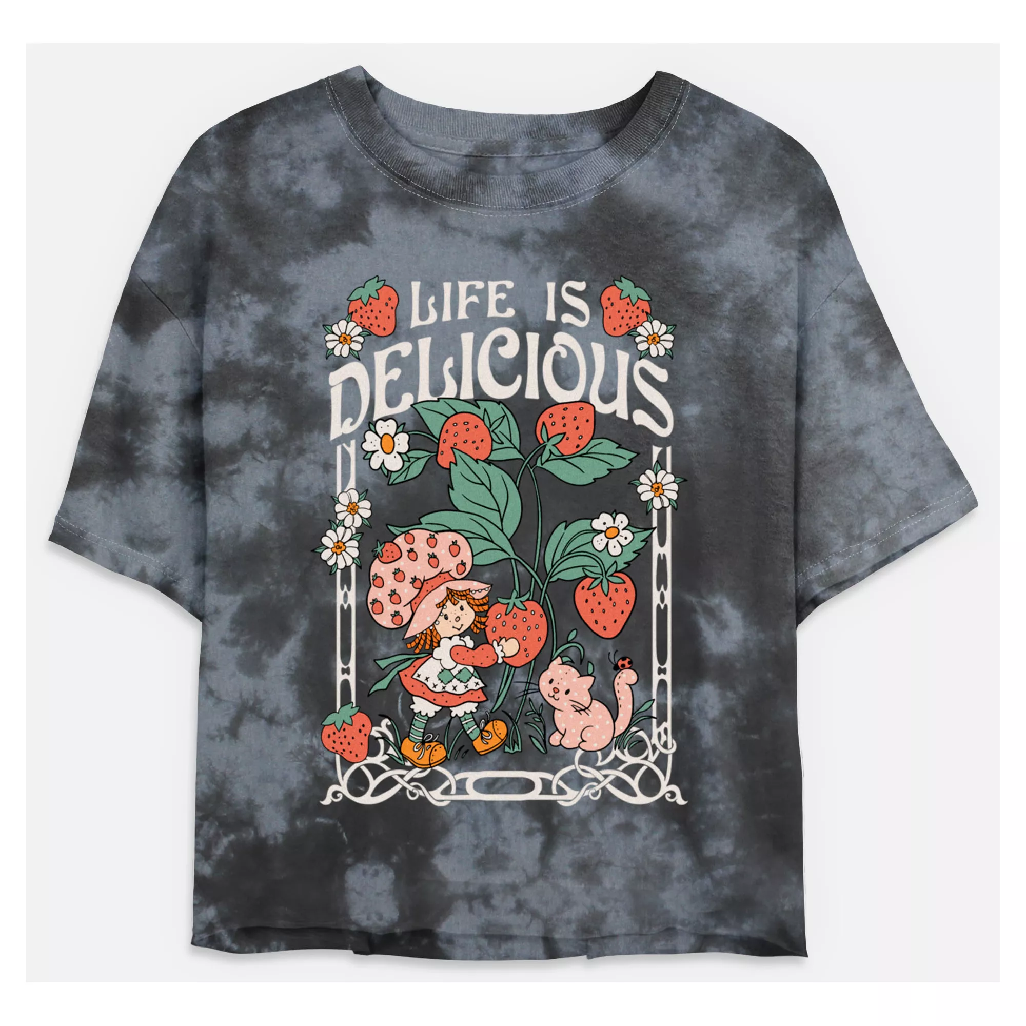 Life Is Delicious Strawberry Shortcake Cropped T Shirt at Spencer's