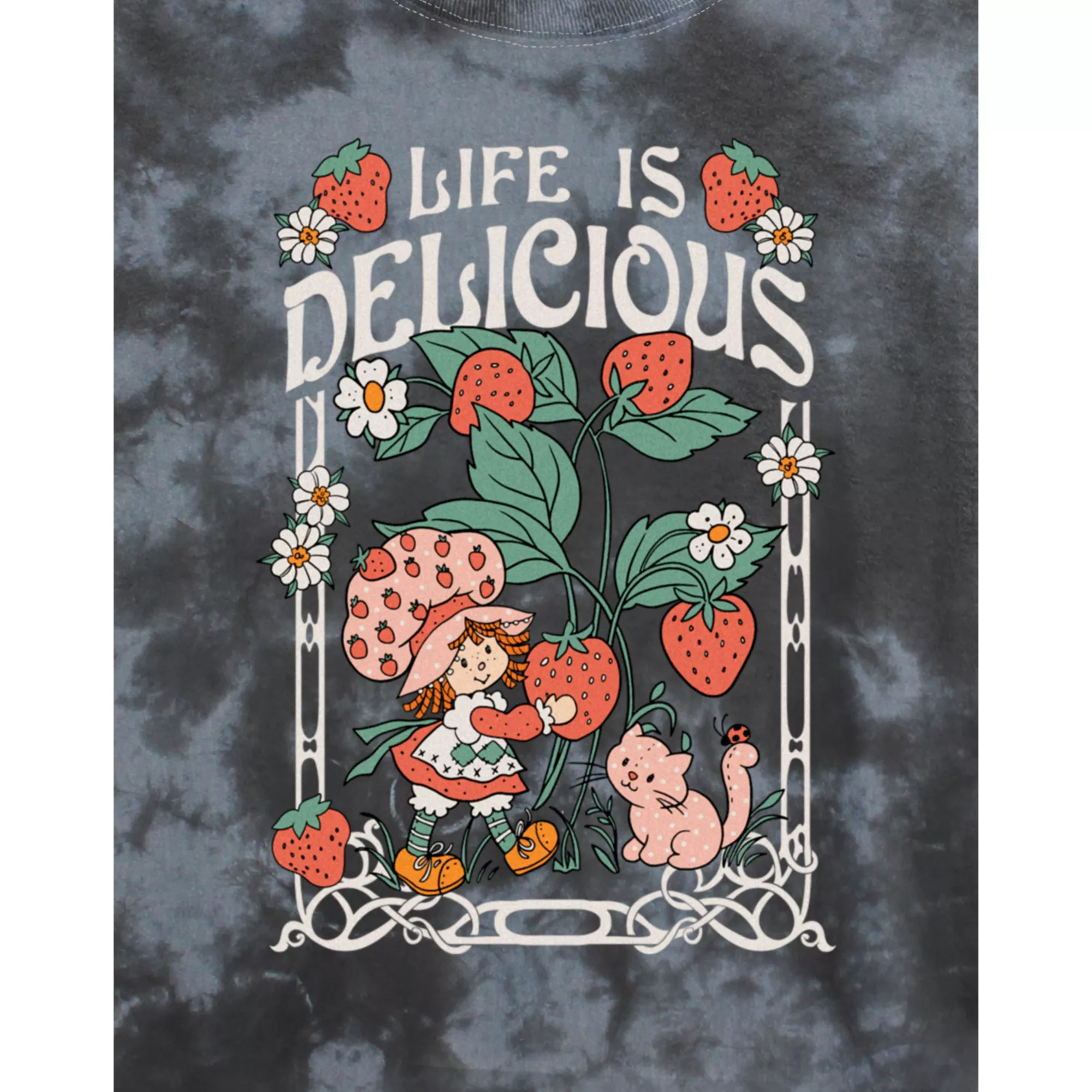 Life Is Delicious Strawberry Shortcake Cropped T Shirt at Spencer's