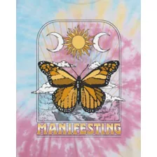 Tie Dye Manifesting Butterfly Cropped T Shirt at Spencer's