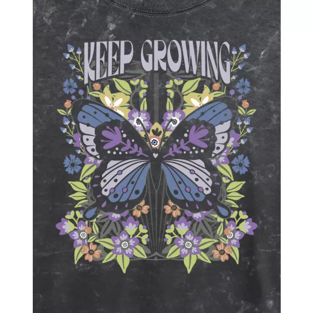 Keep Growing Butterfly Cropped T Shirt at Spencer's