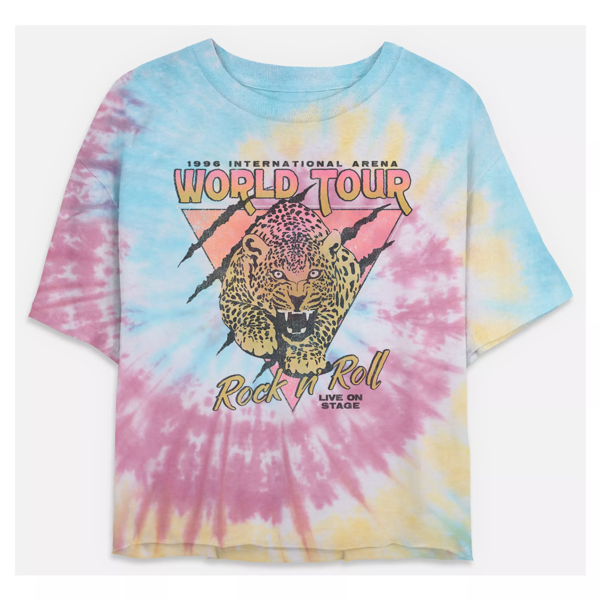 Tie Dye World Tour Cropped Tour T Shirt at Spencer's