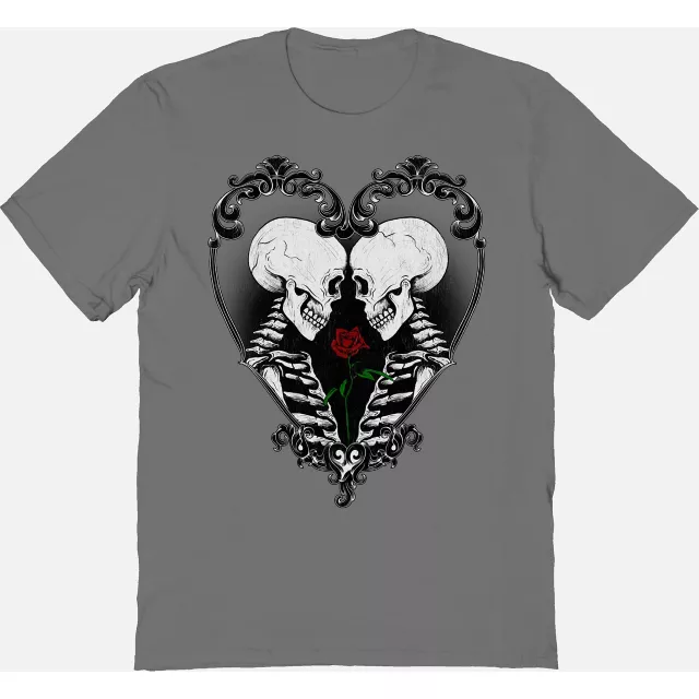 Skeletons Rose Heart T Shirt Spencers