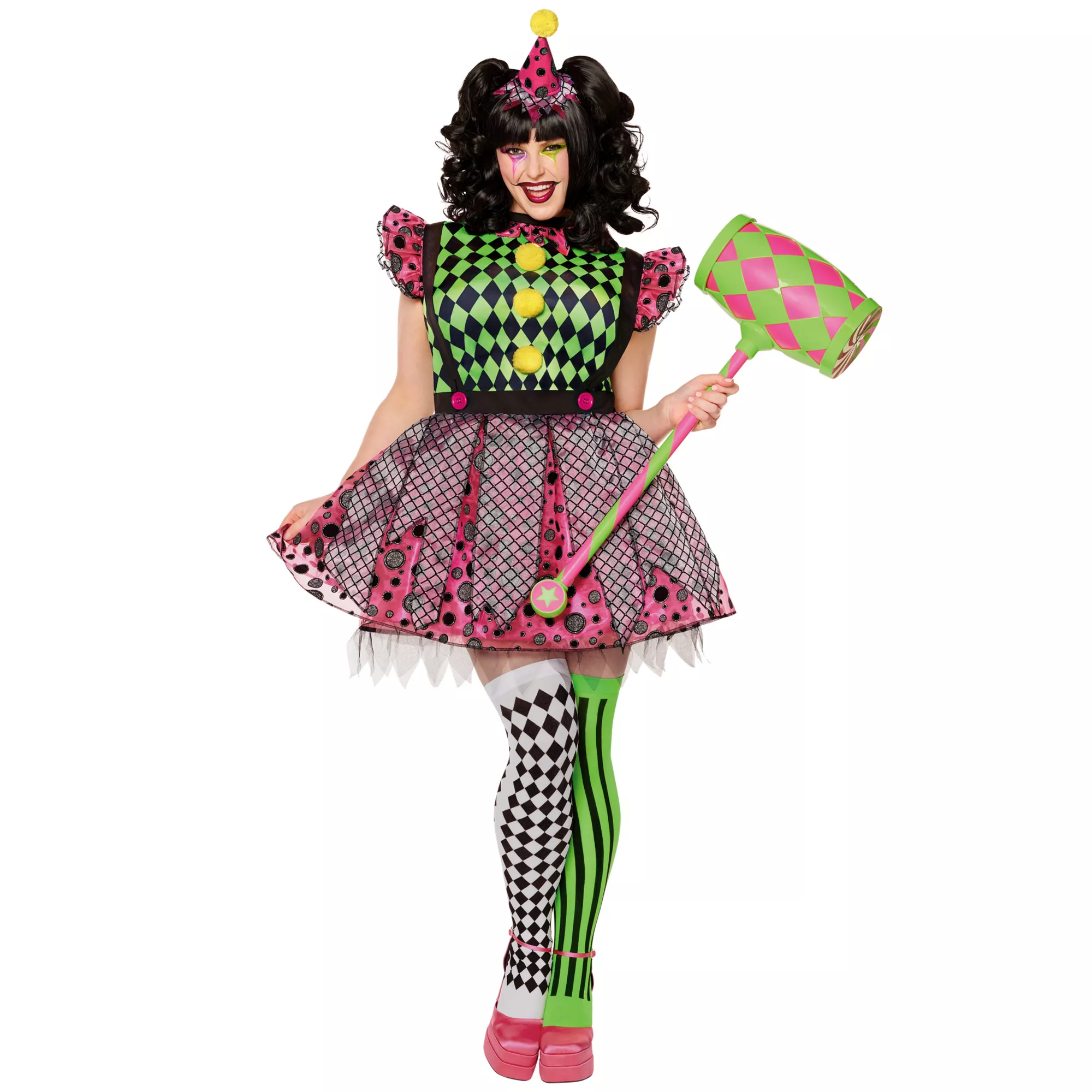 Adult Neon Clown Plus Size Costume at Spirit Halloween