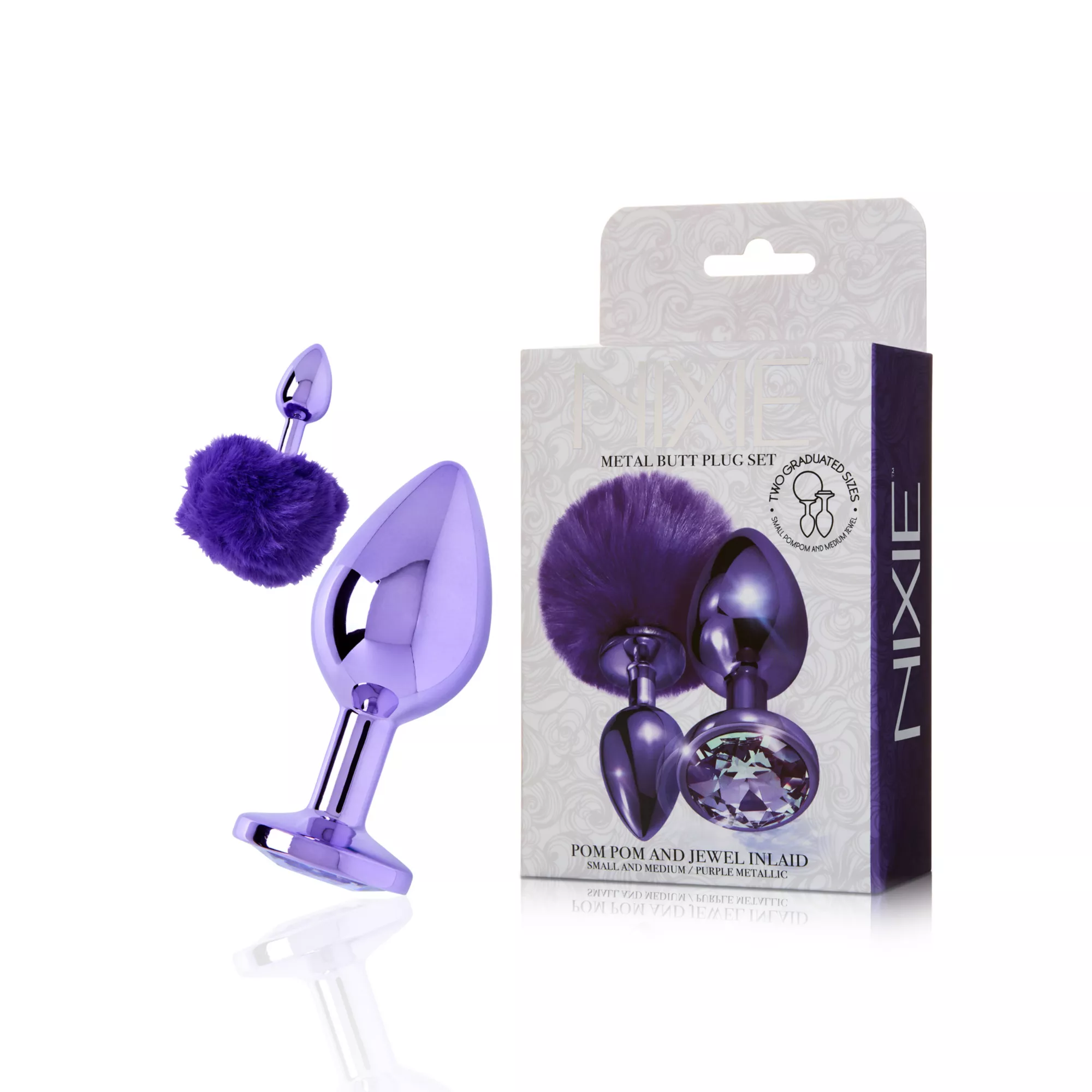 Purple Pom Pom Metal Butt Plug Set - Nixie at Spencer's