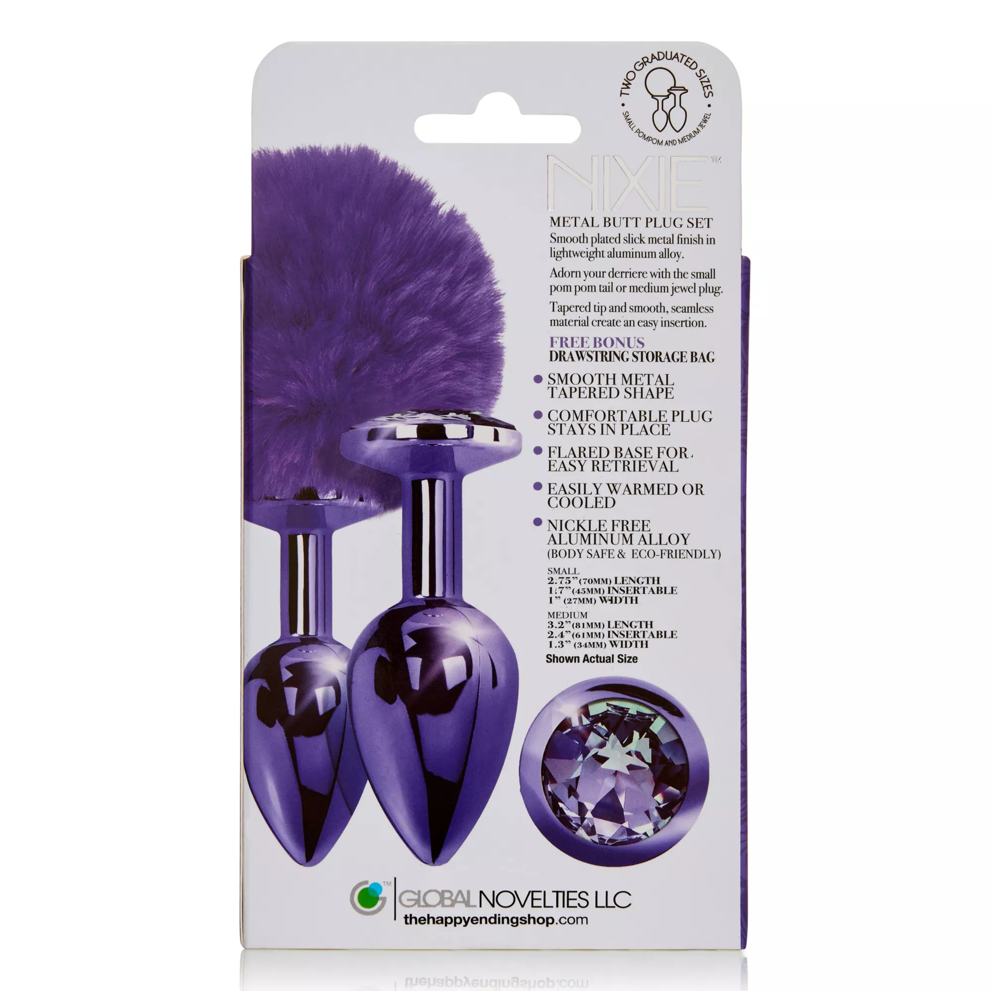Purple Pom Pom Metal Butt Plug Set - Nixie at Spencer's