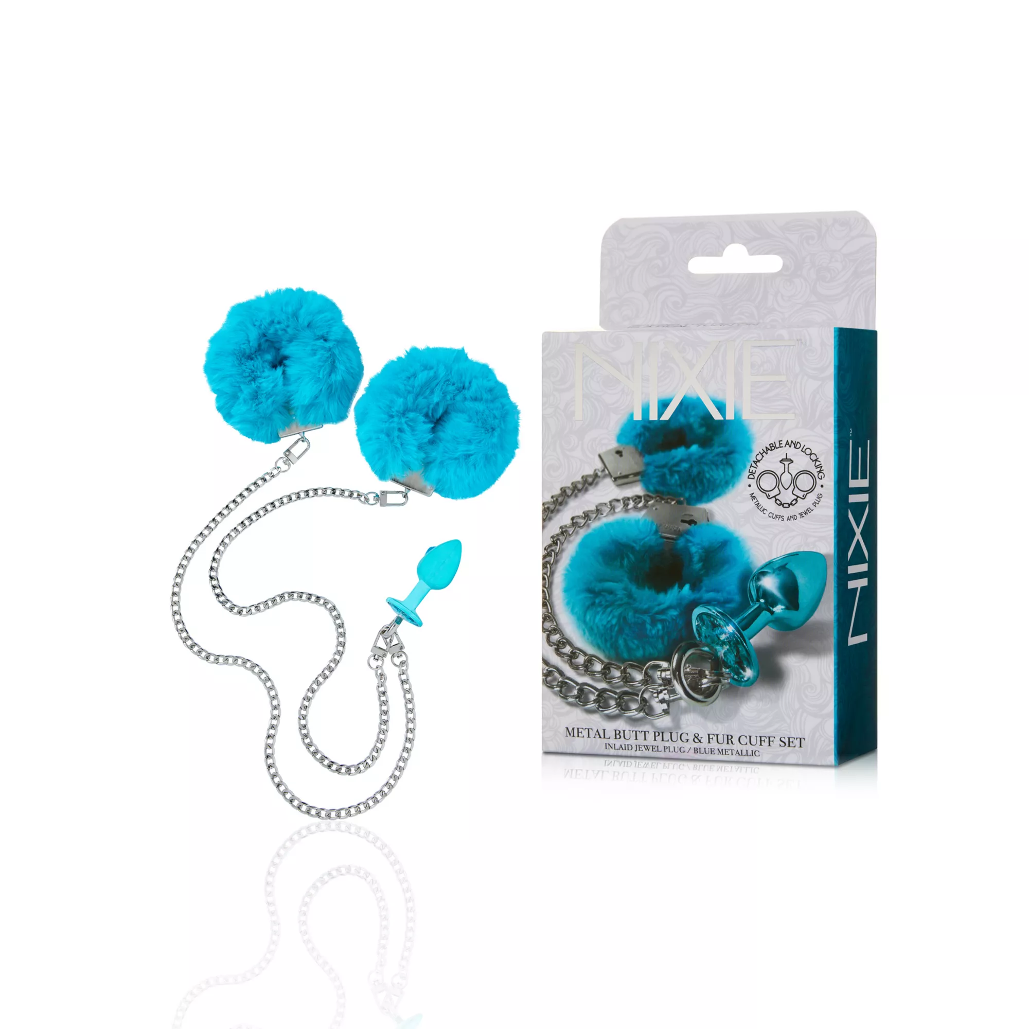 Teal Butt Plug & Fur Cuff Sex Toy Kit - Nixie