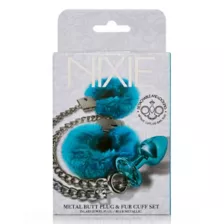 Teal Butt Plug & Fur Cuff Sex Toy Kit - Nixie at Spencer's