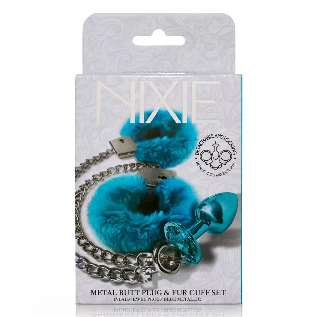 Teal Butt Plug & Fur Cuff Sex Toy Kit - Nixie at Spencer's
