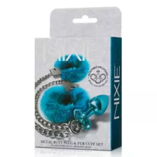 Teal Butt Plug & Fur Cuff Sex Toy Kit - Nixie at Spencer's