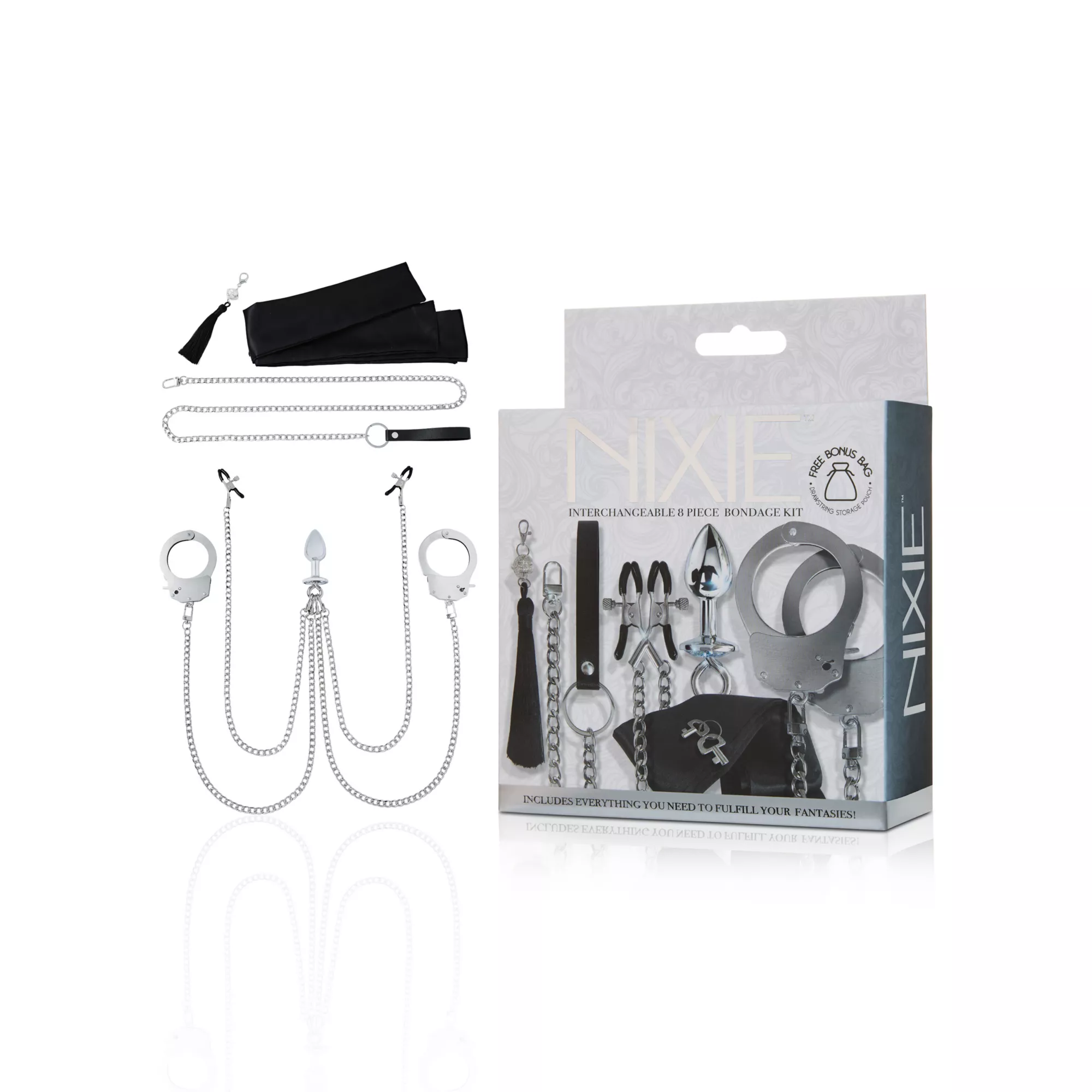 Interchangeable 8-Piece Metal Bondage Sex Toy Kit
