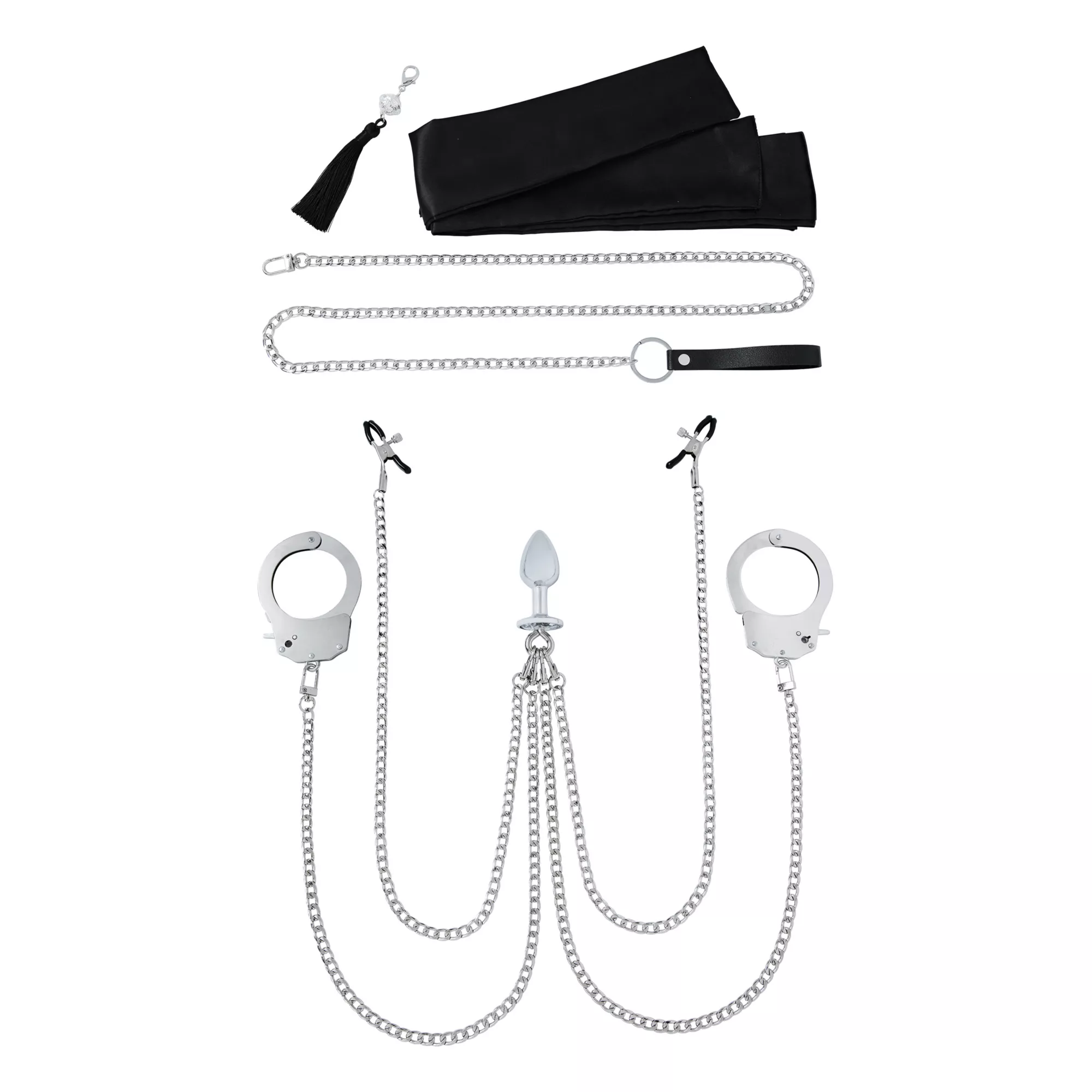 Interchangeable 8-Piece Metal Bondage Sex Toy Kit at Spencer's