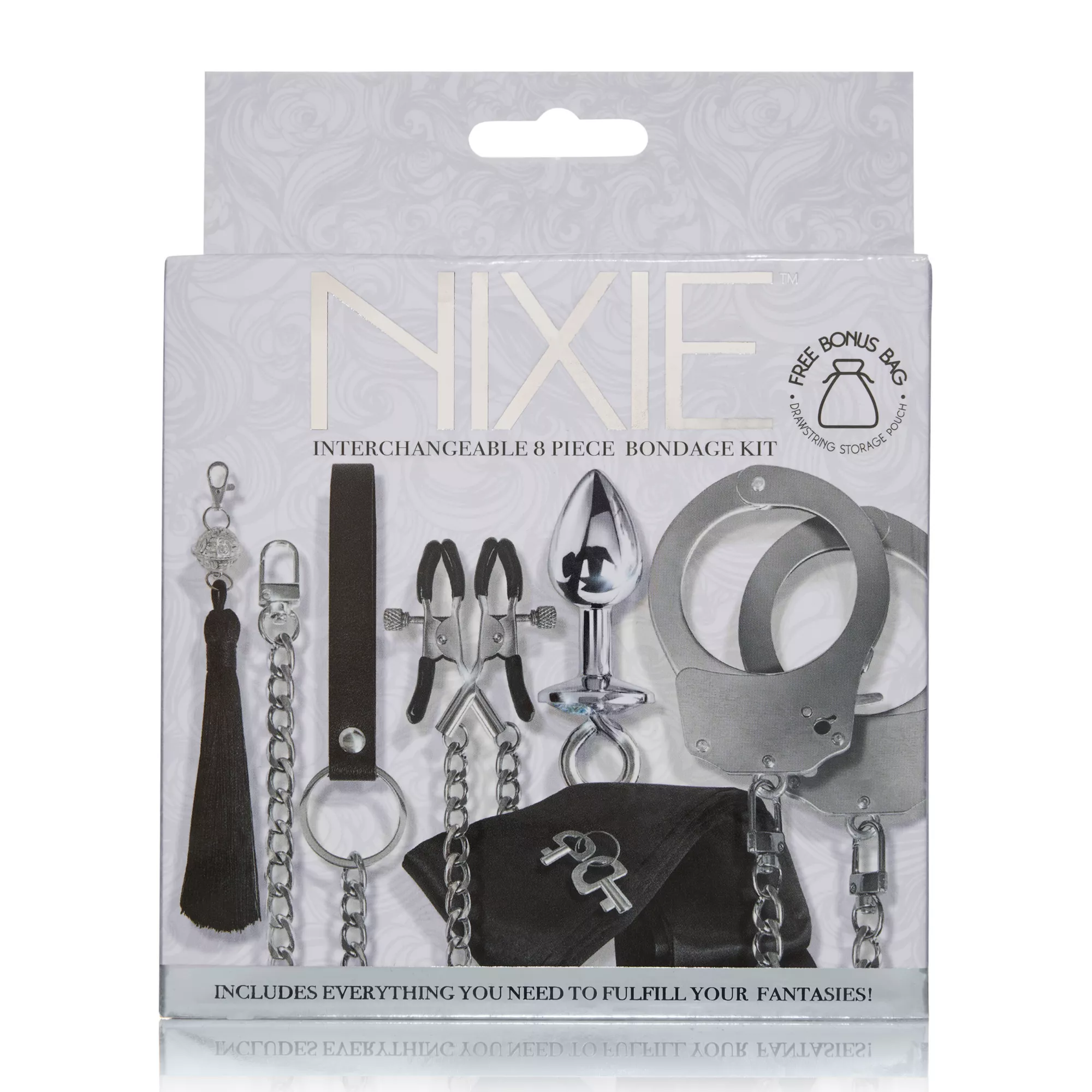 Interchangeable 8-Piece Metal Bondage Sex Toy Kit at Spencer's