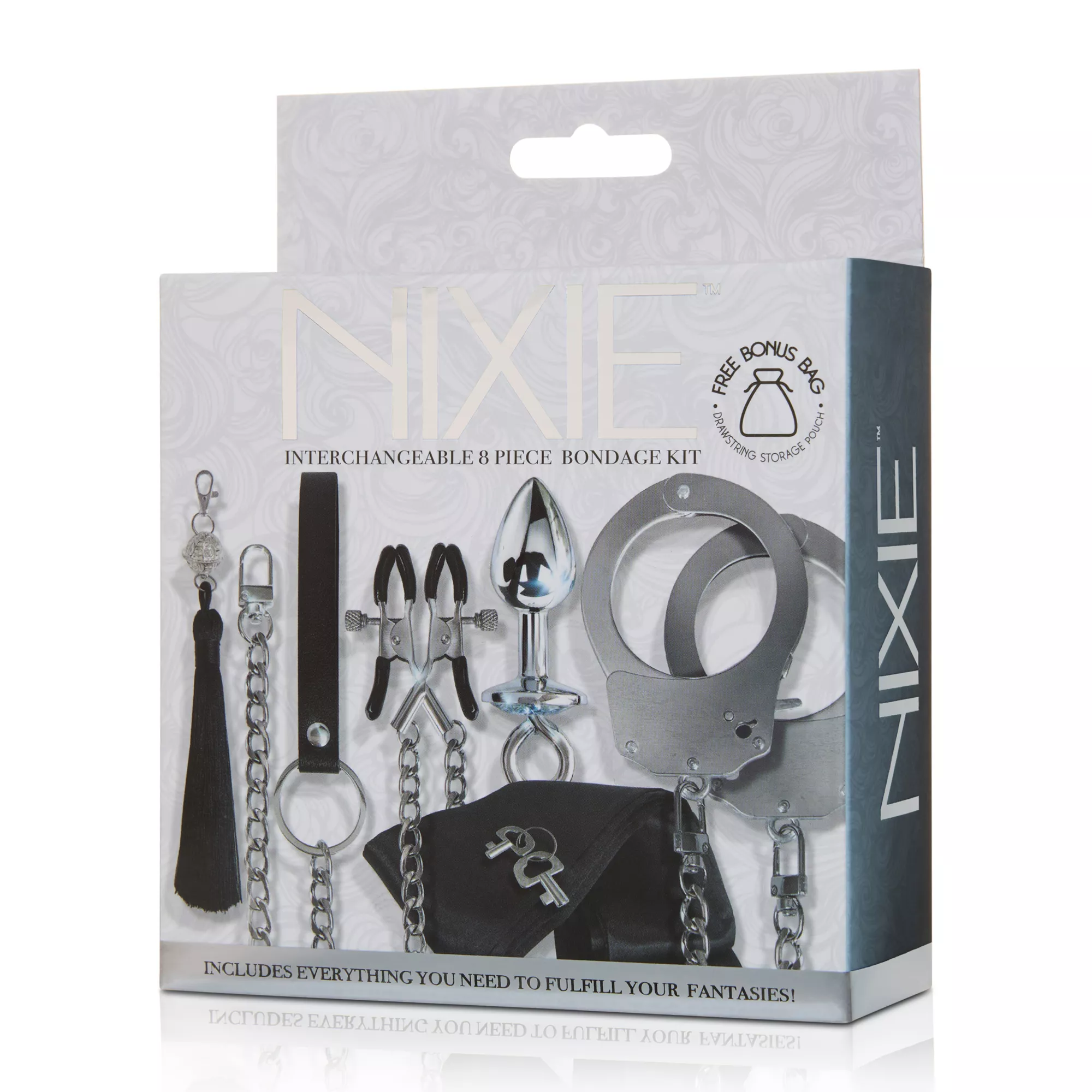 Interchangeable 8-Piece Metal Bondage Sex Toy Kit at Spencer's