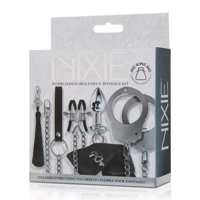 Interchangeable 8-Piece Metal Bondage Sex Toy Kit at Spencer's