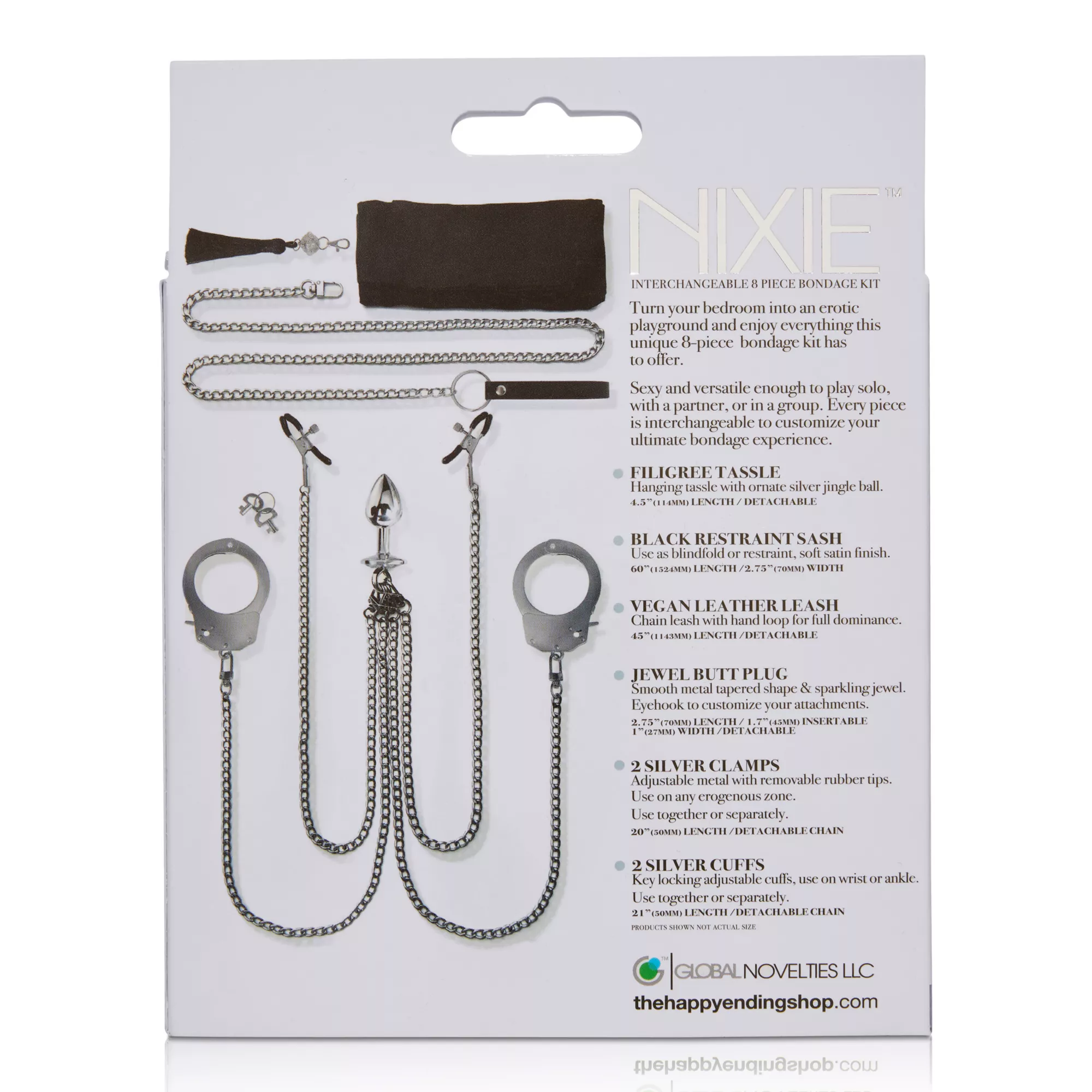 Interchangeable 8-Piece Metal Bondage Sex Toy Kit at Spencer's