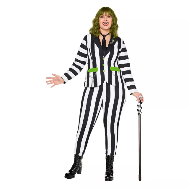 Adult Pinstripe Beetlejuice Plus Size Suit Costume at Spirit Halloween