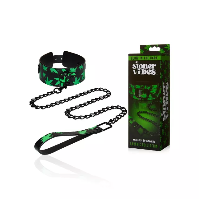 Stoner Vibes Glow in the Dark Collar and Leash at Spencer's