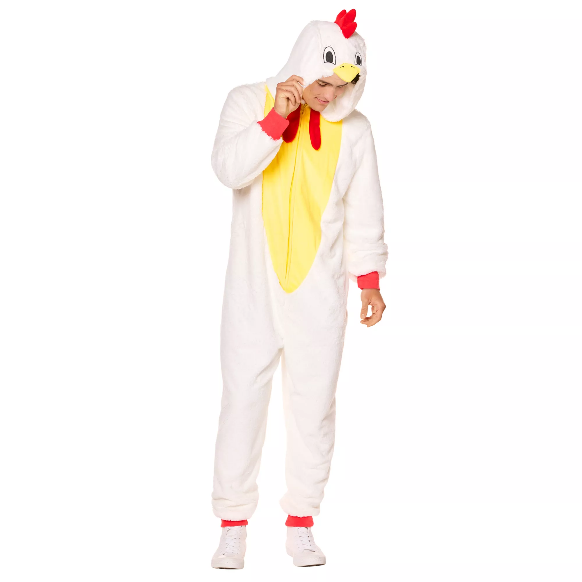 Adult Chicken Jumpsuit Costume at Spirit Halloween