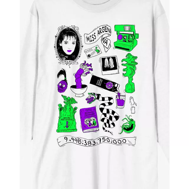 Beetlejuice Icons White Long Sleeve T Shirt at Spencer's