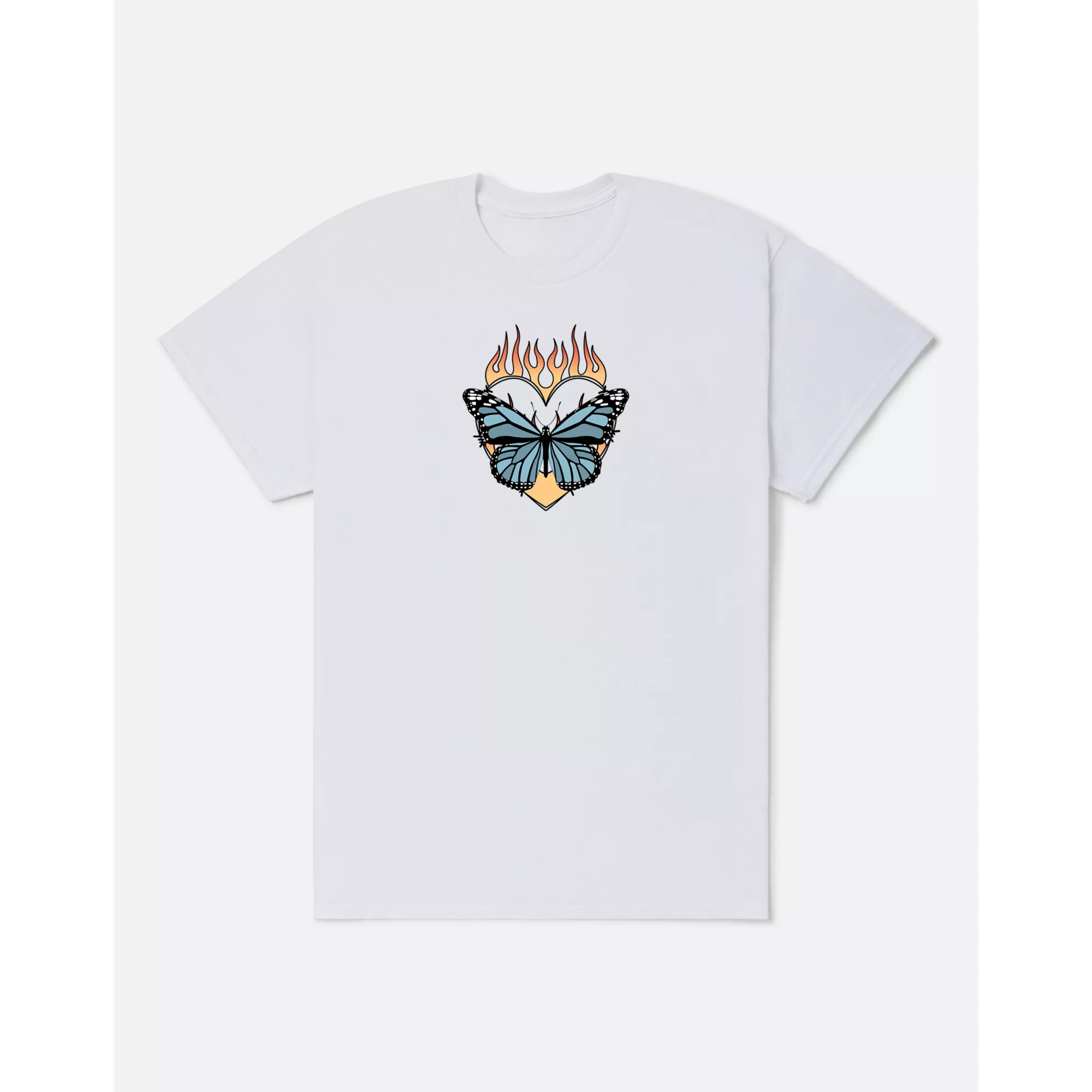 Flaming Butterfly Heart T Shirt at Spencer's
