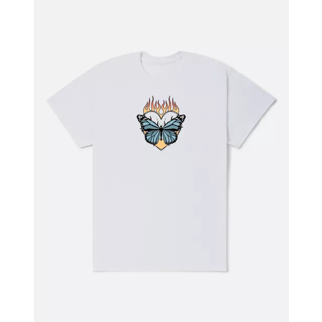Flaming Butterfly Heart T Shirt at Spencer's