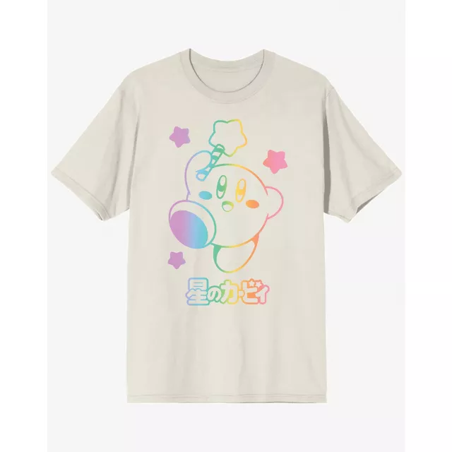White and Rainbow Kirby T Shirt at Spencer's