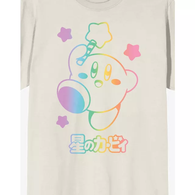 White and Rainbow Kirby T Shirt at Spencer's