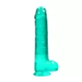 RealRock Turquoise Clear Realistic Dildo with Balls at Spencer's