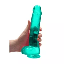 RealRock Turquoise Clear Realistic Dildo with Balls at Spencer's