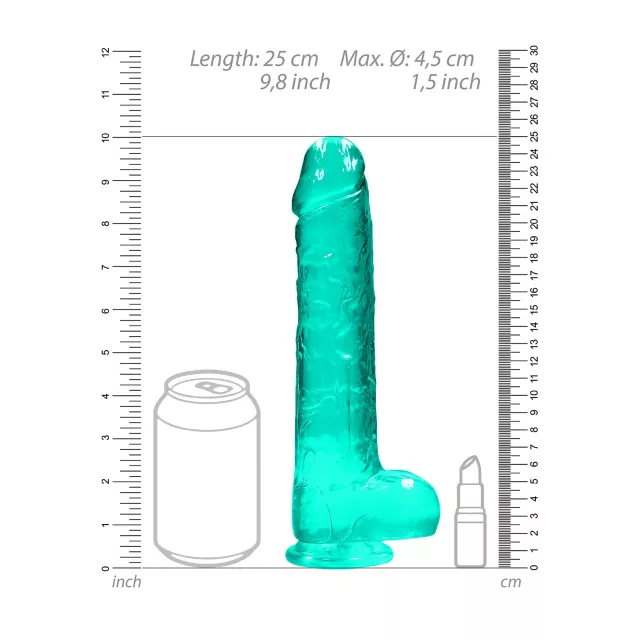 RealRock Turquoise Clear Realistic Dildo with Balls at Spencer's