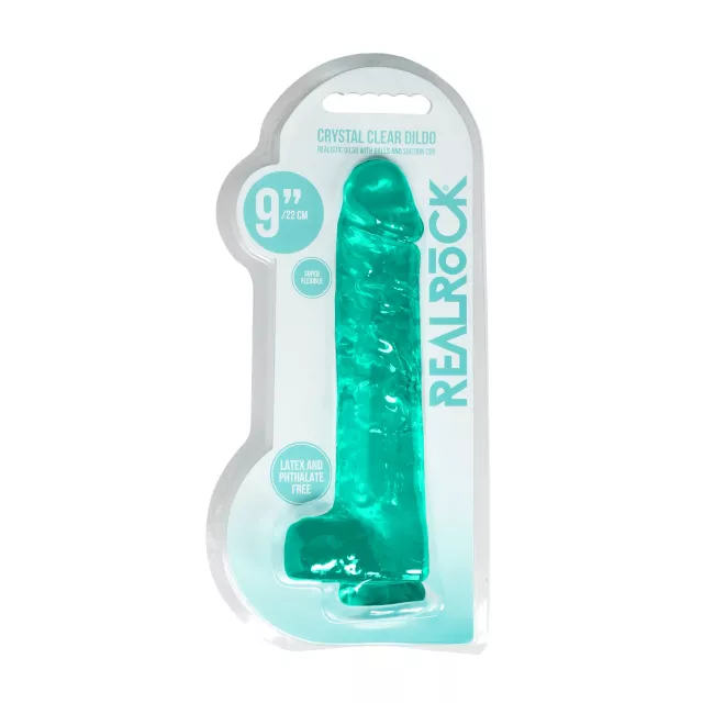 RealRock Turquoise Clear Realistic Dildo with Balls at Spencer's