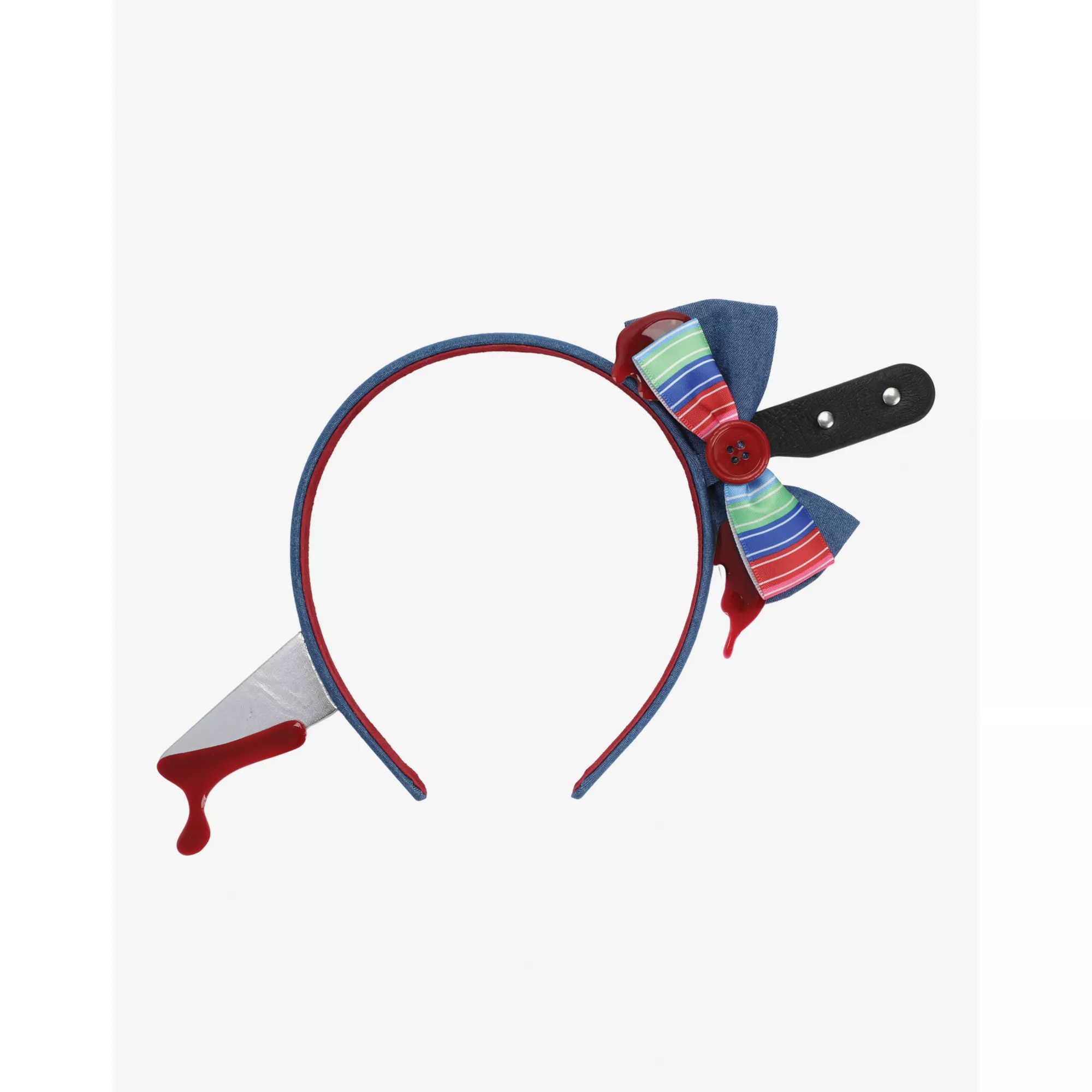 Chucky Bloody Bow with Knife in Head Headband at Spencer's
