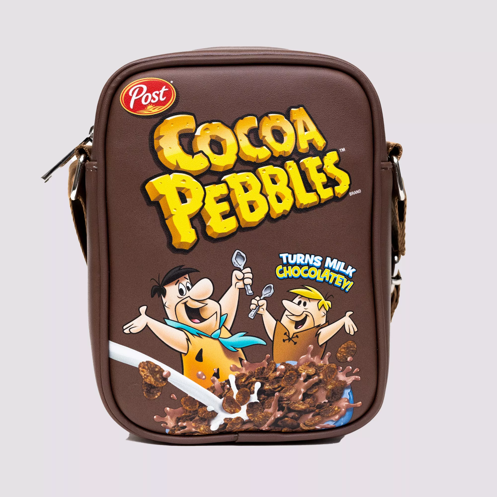 Buckle-Down Cocoa Pebbles Fred and Barney Cereal Box Crossbody Bag - The Flintstones at Spencer's