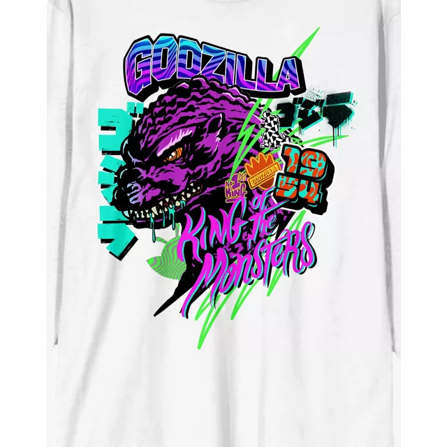 Godzilla King of Monsters Retro Graffiti Long Sleeve T Shirt at Spencer's