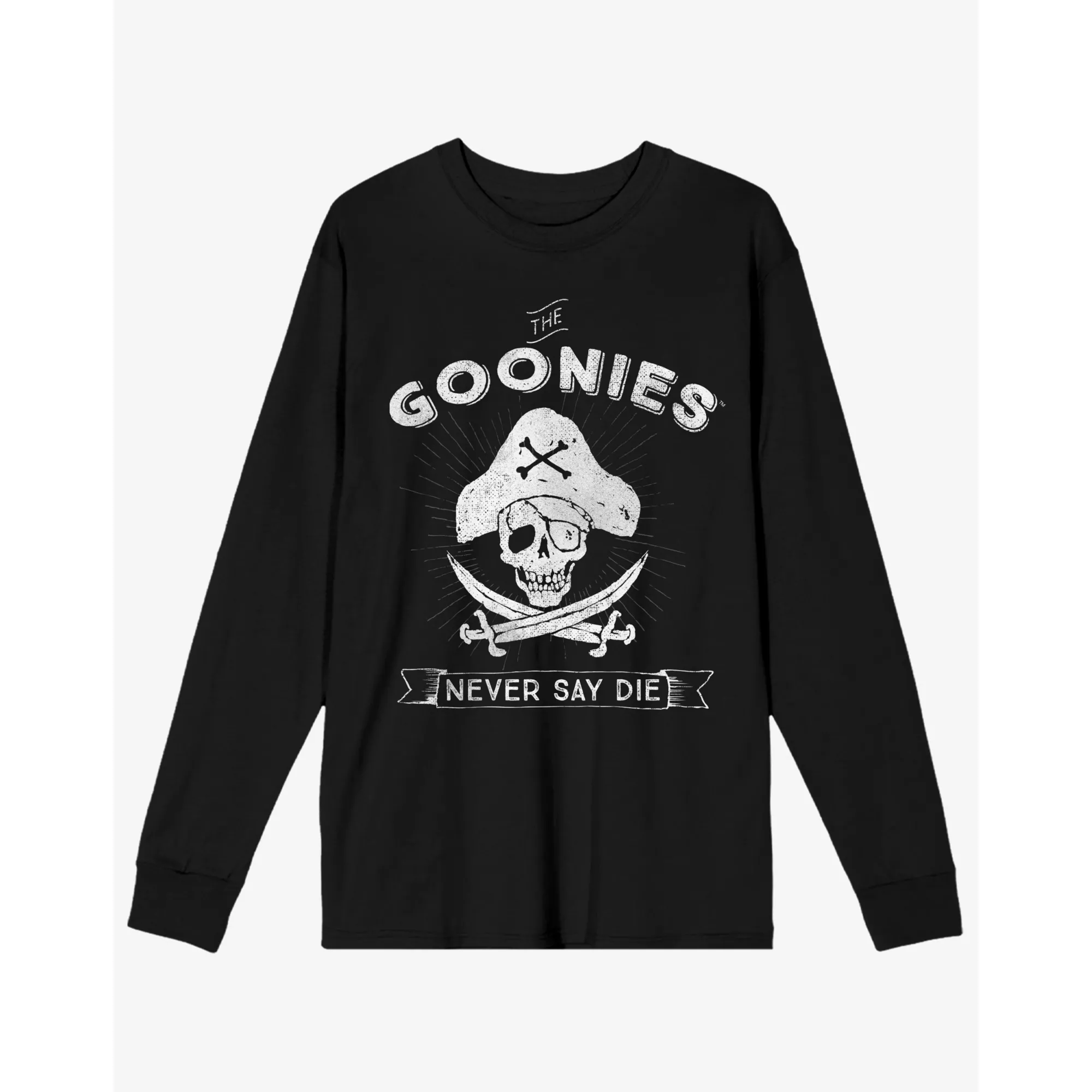 Never Say Die Skull and Crossbones T Shirt - The Goonies at Spencer's