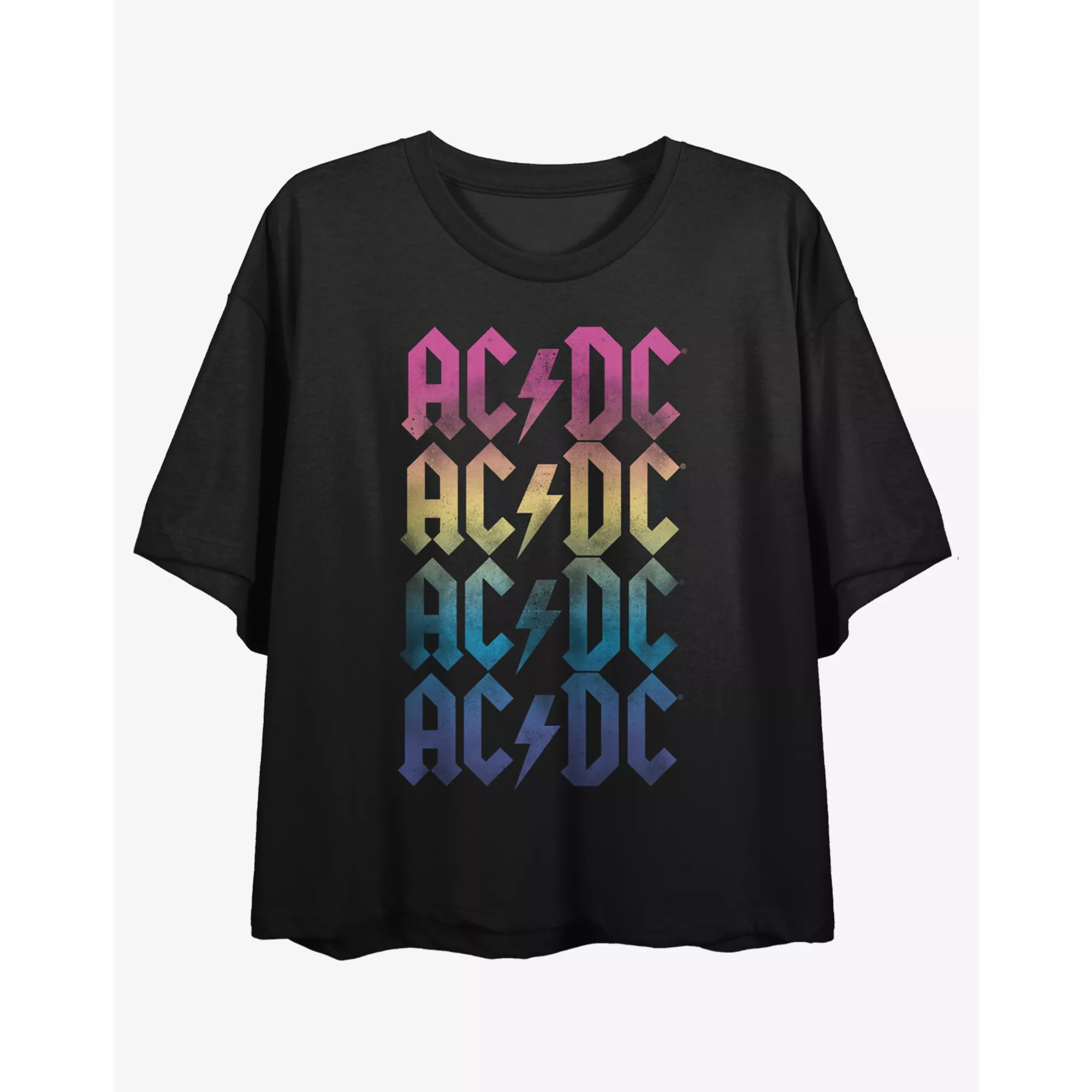 ACDC Rainbow Logo Cropped T Shirt at Spencer's
