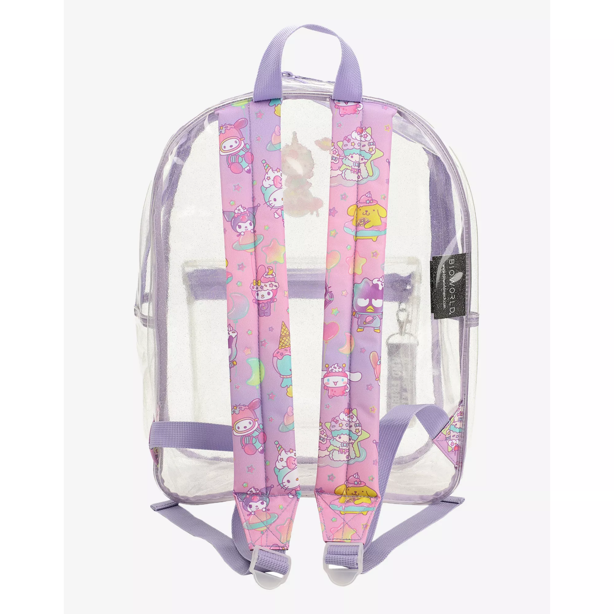 Clear Lavender Glitter Backpack - Hello Kitty & Friends at Spencer's